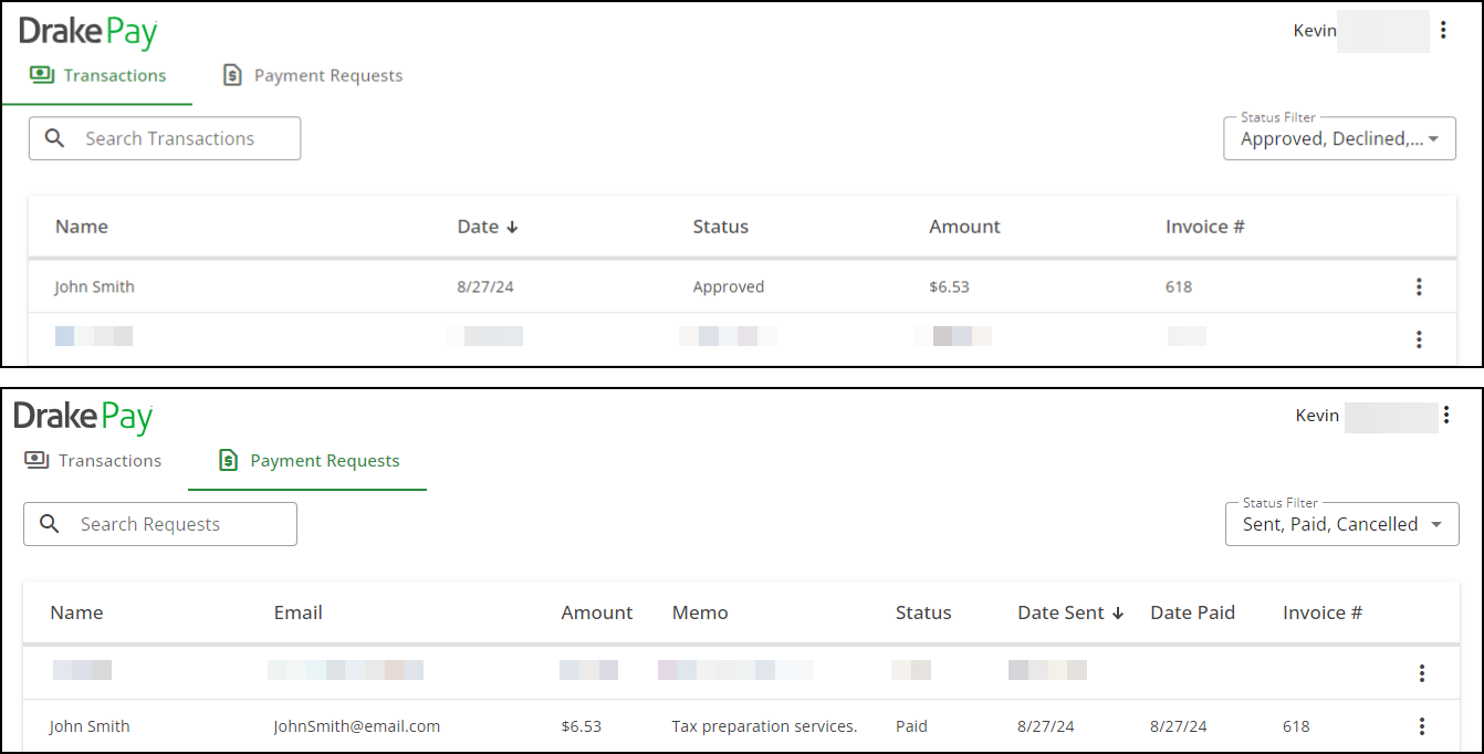 Viewing approved payments on the Drake Pay Manager